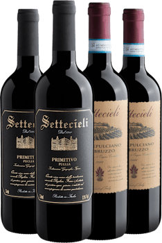 Kit Settecieli | 2 Primitivo + 2 Montepulciano por R$54,90 cada garrafa