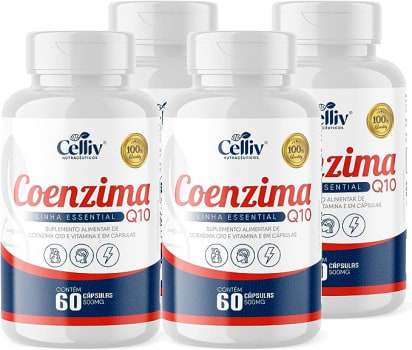 Kit Com 4 - Coenzima Q10 100mg Por Porção 60 Cápsulas Celliv