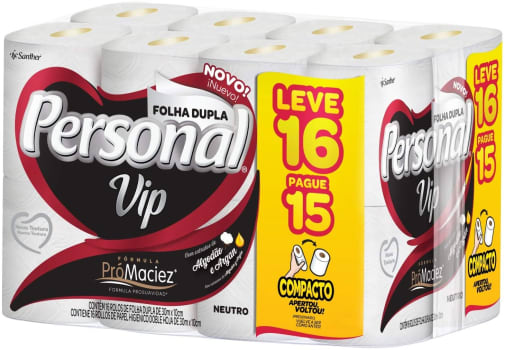 Papel Higiênico VIP Folha Dupla Personal 16 unidades