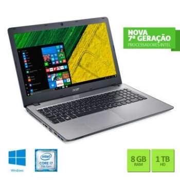 Notebook Acer Aspire F5 com Intel® Core i7-7500U, Tela LED de 15.6, 8GB de Memória, 1TB de HD, GeForce 4 GB e Windows 10 - F5-573G-75A3