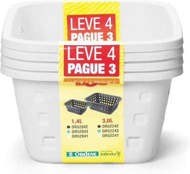 Cestos 1,4l P Leve4 Pague3 Branco - Pacote Com 4 Unidade(s) Ordene Branca