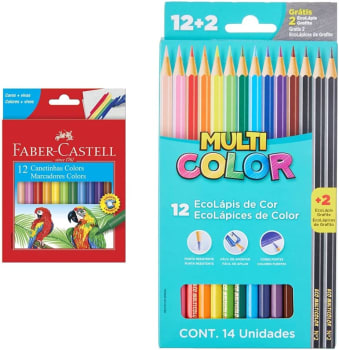 Kit Canetinha Hidrográfica 12 Cores 15.0112CZF + Ecolapis Multicolor Super 11.1200n+2G 12 Cores + 2 Lápis 14 Unidades - Faber-Castell