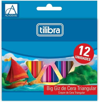 5 Unidades - Tilibra - Giz de Cera 12 Cores Big Triangular Académie - 1 un