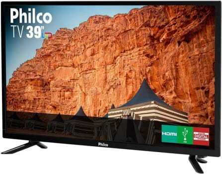 TV LED 39'' Philco PTV39N87D HD com Conversor Digital 3 HDMI 1 USB Som Surround 60Hz (Preta)