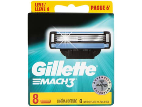 Carga para Aparelho de Barbear Gillette Mach3 - 8 Unidades - Magazine Ofertaesperta