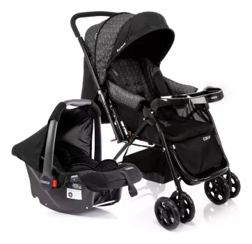 Conjunto Travel System Reverse Duo Preto Rajado Cosco Kids