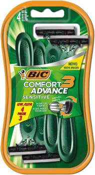 Aparelho De Barbear BIC Comfort 3 Advance, Pele Sensível, Verde, C/ Fita Lubrificante