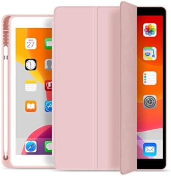 Capa Novo iPad 7a, 8a e 9a Geração 10.2″ WB - Premium Slim Antichoque com Compart. para Pencil - Rosa