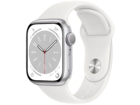 Apple Watch Series 8 GPS 41mm Caixa de Alumínio Pulseira Esportiva Branca