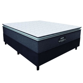 Cama Box Casal Colchão Molas Ensacadas Pillow Top Maximus 138x188x67cm Cinza / Preto Gazin - Suporta até 120Kg por Pessoa