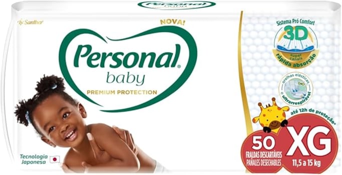 Personal Fralda Baby Premium Protection Extra Grande, 50 unidades