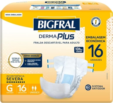 Fralda Bigfral Derma Plus Grande - 16 Unidades