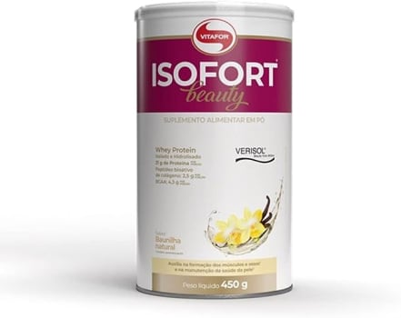 Isofort Beauty Whey Protein (Isolado e Hidrolisado) + Colágeno Verisol 450G Baunilha Vitafor