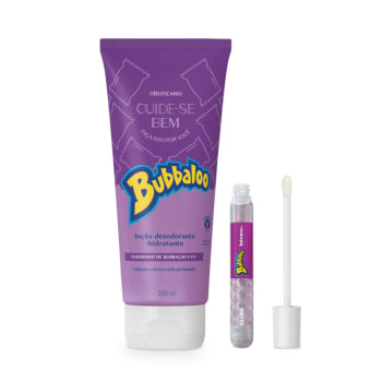 Combo Bubbaloo Uva: Gloss 5ml + Loção Hidratante Desodorante Corporal 200ml