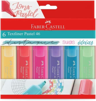 Marca Texto Tons Pastel Faber-Castell MT/15466 Textliner Pastel 46 - 6 Cores