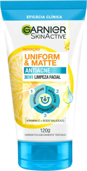 Sabonete Facial 3 em 1 GARNIER Uniform & Matte Antiacne 120g