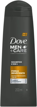 Dove Shampoo Cafeína Fortificante e Cálcio Men+Care Força Resistente 200ml, Branco