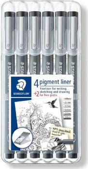 Canetas para Desenho Técnico Artístico - Staedtler - Pigment Liner - 308 SB6P 04 - 6 Unidades