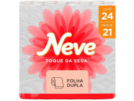 Papel Higiênico Folha Dupla Neve Toque de Seda 30m 24 Rolos