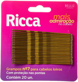 2 Pacotes - Grampo para Cabelo Loiro - Nº 7 Ricca - 20 Unidades