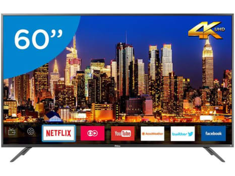 Smart TV LED 60" Philco PTV60F90DSWNS Ultra HD 4k com Conversor Digital 3 HDMI 2 USB Wi-Fi