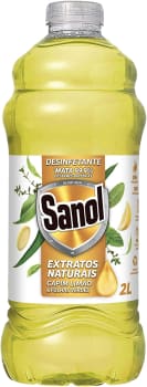 2 Unidades | Desinfetante Extratos Naturais Capim Limão & Folhas verdes Sanol 2L