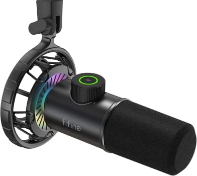 Microfone USB FIFINE Discord K658 RGB, Jack 3.5mm, USB-C, Botão Tap-to-Mute, C/ Cardioide, Plug & Play