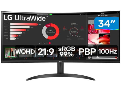 Monitor Curvo 34WR50QC-B 34" WQHD UltraWide 5ms 21:9, 100Hz - LG