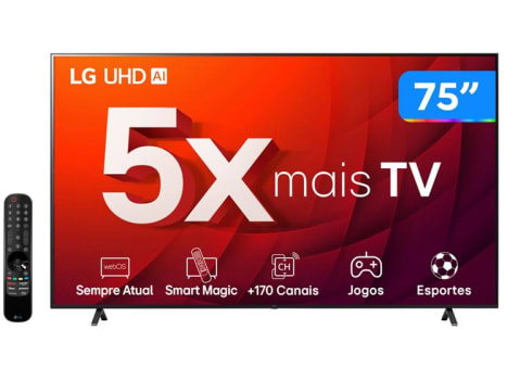 Smart TV 75” 4K UHD LED LG 75UR8750 - Wi-Fi Bluetooth Alexa 3 HDMI IA Matter - TV 4K Ultra HD - Magazine OfertaespertaLogo LuLogo Magalu