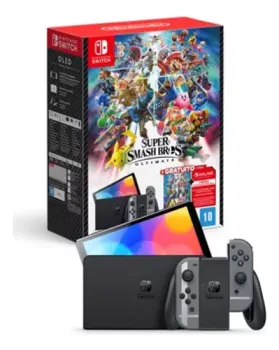 Meli + | Console Nintendo Switch OLED + Jogo Super Smash Bros Ultimate + 3 Meses de Assinatura Nintendo Switch Online - HBGSSKACLA