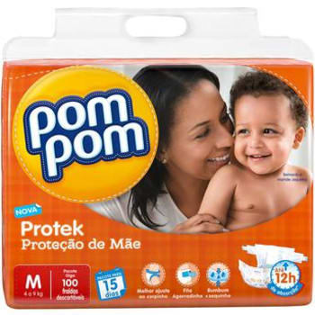 Pacote de Fraldas com 100 unidades Protek Proteção de Mãe M Pompom