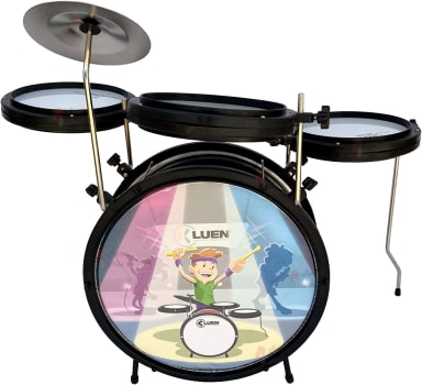 Luen Bateria Infantil Smart Drum Preta, Multicor