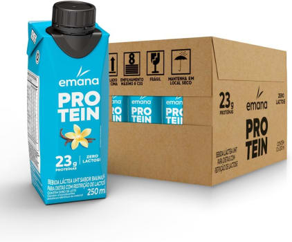 12 Unidades Bebida Proteica Sabor Baunilha Sem açúcar Emana Protein - 250ml