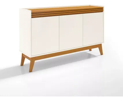 Buffet Aparador 3 Portas Ripado Astúrias 136cm (Disponível Em 2 Cores)