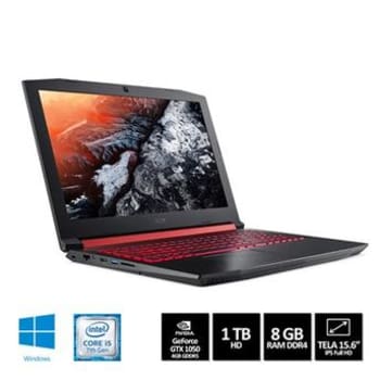 Notebook Gamer Acer NVIDIA GeForce GTX 1050 Core i5-7300HQ 8GB 1TB Tela Full HD 15.6” Windows 10 Aspire Nitro 5 AN515-51-50U2
