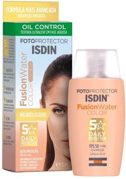  Protetor Solar Facial ISDIN Fusion Water 5 Stars c/ Cor FPS 50 - 50ml, ISDIN 