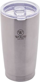 WOLFF Copo Térmico de Aço Inox Parede Dupla Com Tampa 600ml Prata - Itens Para Viagem - Mantém a Bebida na Temperatura Ideal