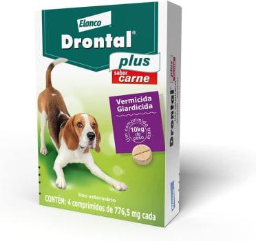 Vermífugo Bayer Drontal Plus Sabor Carne Para Cães De Até 10kg - 4 Comprimidos