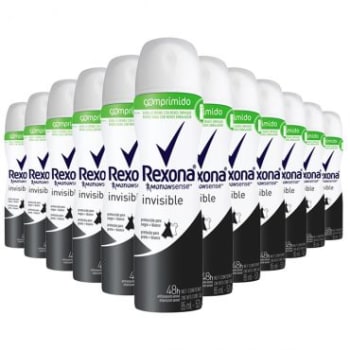 Leve Mais Pague Menos: 12 Desodorantes Antitranspirante Aerosol Comprimido Rexona Invisible Feminino 53g