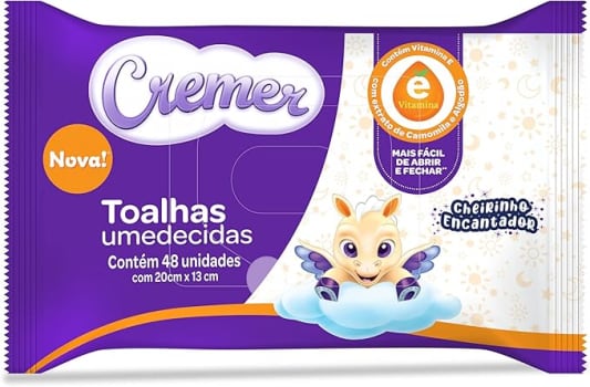 Toalhas Umedecidas Cremer Vitamina E 48 Unidades