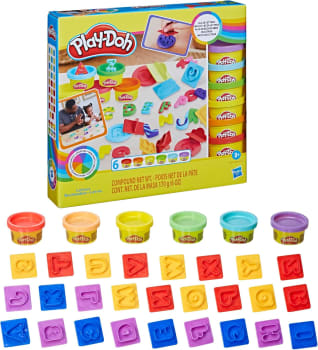 Play-Doh Conjunto De Massinha Letras, Kit Com 6 Potes De Massa De Modelar E Acessórios