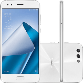 Smartphone Asus Zenfone 4 4GB Memória Ram Dual Chip Android Tela 5.5" Snapdragon 64GB 4G Câmera dual Traseira 12MP + 8MP Câmera Frontal 8MP - Branco
