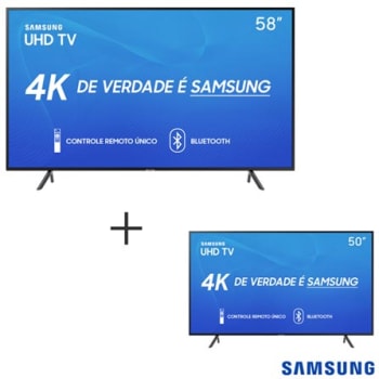 Smart TV 4K Samsung LED 58 com Visual Livre de Cabos - UN58RU7100GXZD + Smart TV LED 50 - UN50RU7100GXZD