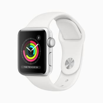 Apple Watch Series 3 (GPS) - 38mm - Caixa prateada de alumínio com pulseira esportiva branca 