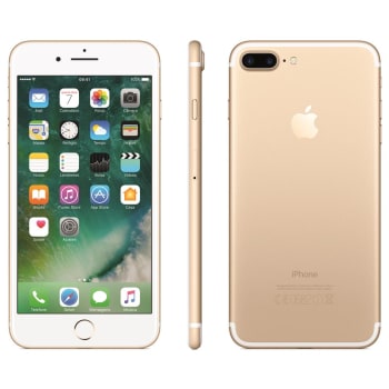 iPhone 7 Apple Plus com 32GB, Tela Retina HD de 5,5”, iOS 10, Dupla Câmera Traseira, Resistente à Água, Wi-Fi, 4G LTE e NFC – Dourado