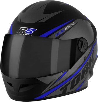 Pro Tork R8 - Capacete Moto, Viseira Fume, Azul, 60 cm