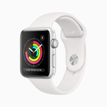 Apple Watch Series 3 GPS - 42mm - Caixa Prateada de Alumínio com Pulseira Esportiva Branca