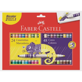 Canetinha Hidrográfica Bicolor Faber-Castell 24 Canetas/48 Cores