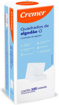 Cremer Algodão Quadrado Sem Perfume Pacote 100 Unidades