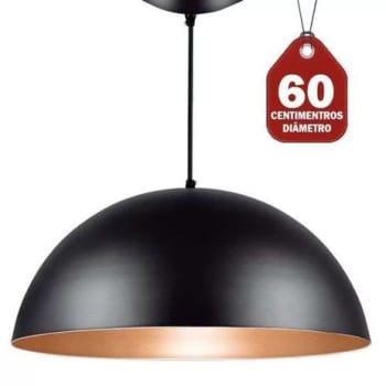 Pendente Luminária Meia Lua G 60cm Diâmetro x 28cm Altura - Preto Textura x Cobre Solido Preto Textura x Cobre Solido - Plug Lar - Magazine Ofertaesperta